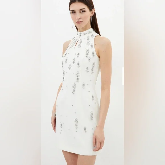 Karen Millen | Dresses | Nwt Crystal Embellished Mini Halter Dress |  Poshmark